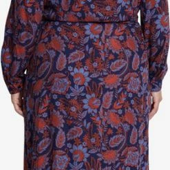 EVIVA - Lange Jurk Met Bloemenprint - Blauw, Roest -Dameskleding Verkoop 279x840 13