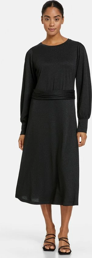 TAIFUN Dames Midi-jurk Met Glittereffect Schwarz-38 5 TAIFUN Dames Midi-jurk Met Glittereffect Schwarz-38 - Afbeelding 5