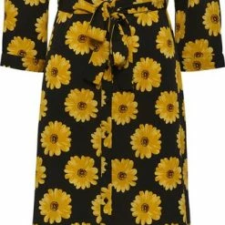 Pieces Jurk Pcjapril 3/4 Ankle Dress D2d Bc 17135407 Black/sunflower Dames Maat - M