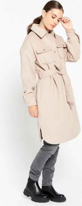 LOLALIZA Lange Mantel - Beige - Maat L 2 LOLALIZA Lange Mantel - Beige - Maat L - Afbeelding 2