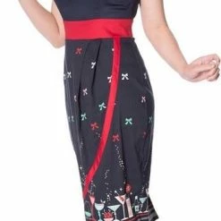 Dancing Days Kokerjurk -XL- CHRISTMAS COCKTAILS Blauw