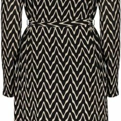 Geisha Jurk Midi Mesh Jurk Zigzag Print 27852 14 Black/light Sand Dames Maat - S -Dameskleding Verkoop 351x840 2