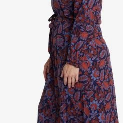 EVIVA - Lange Jurk Met Bloemenprint - Blauw, Roest -Dameskleding Verkoop 364x840 2