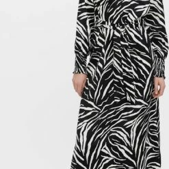 Vero Moda Jurk Vmliva L/s Calf Dress Wvn Btq Ga 10275275 Black/pristine Dames Maat - L