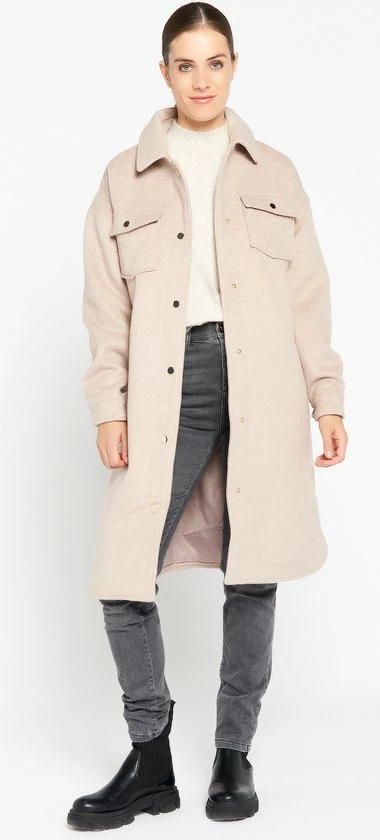 LOLALIZA Lange Mantel - Beige - Maat L 3 LOLALIZA Lange Mantel - Beige - Maat L - Afbeelding 3