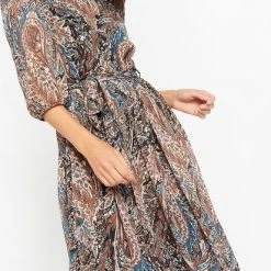 LOLALIZA Hemdjurk Met Paisleyprint - Groen - Maat 40