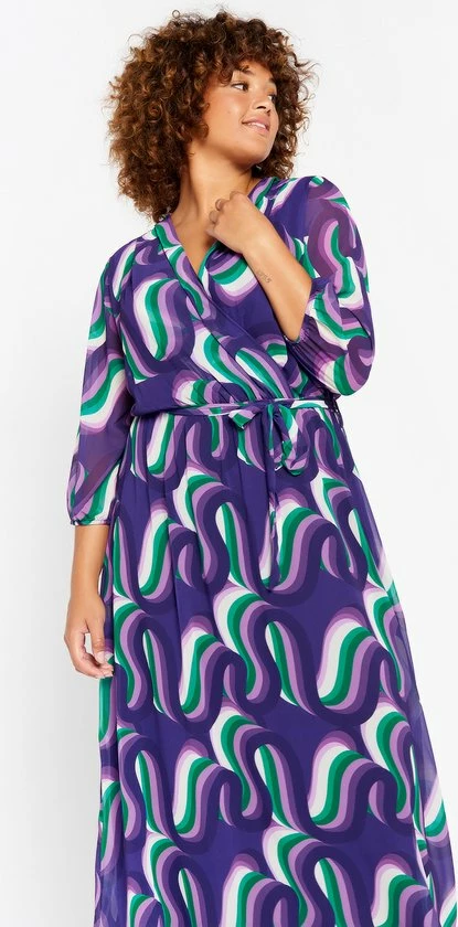 LOLALIZA Wikkeljurk Met Retroprint - Paars - Maat 38 5 LOLALIZA Wikkeljurk Met Retroprint - Paars - Maat 38 - Afbeelding 5