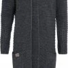 Knit Factory Alex Lang Gebreid Dames Vest - Antraciet - 40/42 - Met Steekzakken