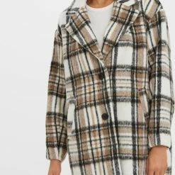 Vero Moda Jas Vmcassandra Check Coat Boos 10270221 Oatmeal Dames Maat - XL