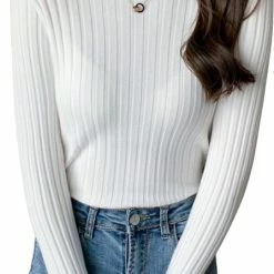 Merkloos Dames Coltrui - One Size - Wit - Hoge Kraag -Dameskleding Verkoop 448x840 6