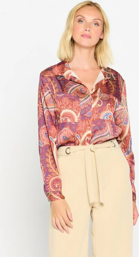 LOLALIZA Satijnen Hemd Met Paisleyprint - Oranje - Maat 38 1 LOLALIZA Satijnen Hemd Met Paisleyprint - Oranje - Maat 38