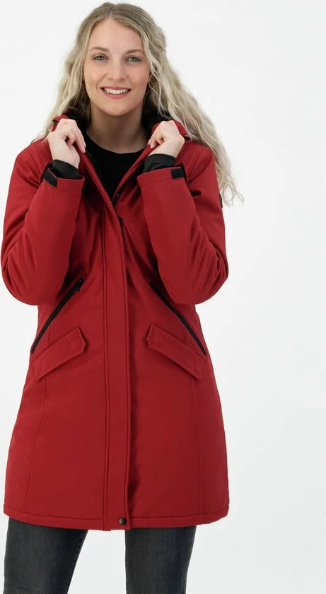 Kjelvik Dames Softshell Parka - Winterparka Softshell - Chanela - Rood - Maat 40 2 Kjelvik Dames Softshell Parka - Winterparka Softshell - Chanela - Rood - Maat 40 - Afbeelding 2