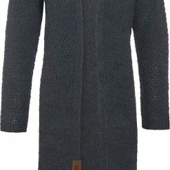 Knit Factory Luna Lang Gebreid Dames Vest - Antraciet - 40/42