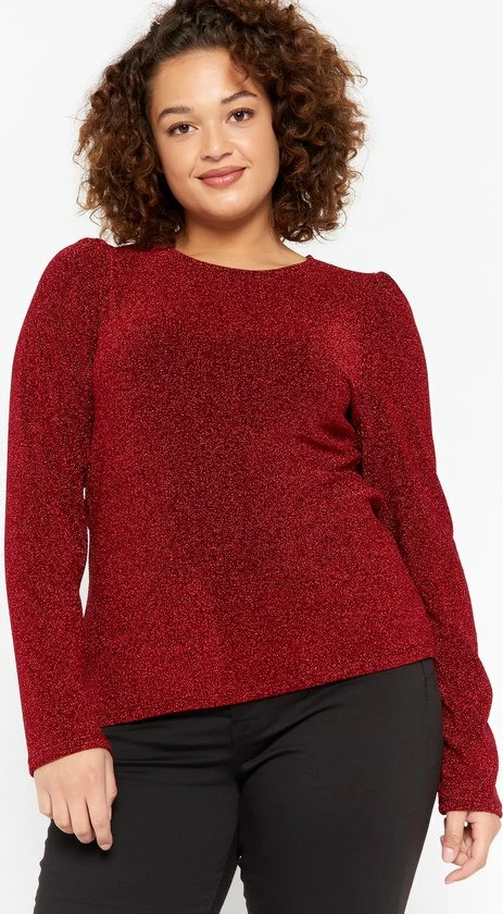 LOLALIZA Lurex T-shirt Met Lange Mouwen - Rood - Maat XL 1 LOLALIZA Lurex T-shirt Met Lange Mouwen - Rood - Maat XL