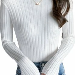 Merkloos Dames Coltrui - One Size - Wit - Hoge Kraag -Dameskleding Verkoop 477x840 3