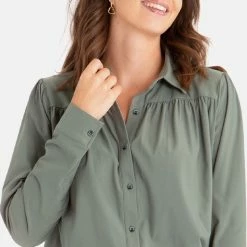 Groene Blouse Van Je M'appelle - Dames - Travelstof - Maat S - 5 Maten Beschikbaar