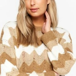 LOLALIZA Trui-jurk Met Zigzagprint - Camel - Maat XL -Dameskleding Verkoop 514x840 3