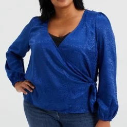 WE Fashion Dames Overslagblouse Met Jacquard Dessin - Curve 8 WE Fashion Dames Overslagblouse Met Jacquard Dessin - Curve -Dameskleding Verkoop 533x840