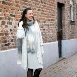 Knit Factory Sally Gebreid Dames Vest - Stone Green - 40/42 - Grof Gebreid -Dameskleding Verkoop 550x366 3