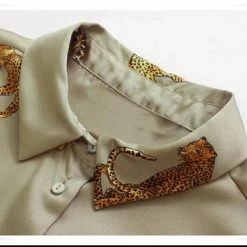 Merkloos MKL - Dames Blouses Lange Mouwen - Dierenprint - Vrouwen Satijn Blouse Luipaard Print - Shirts Vintage Office - Maat XS -Dameskleding Verkoop 550x376