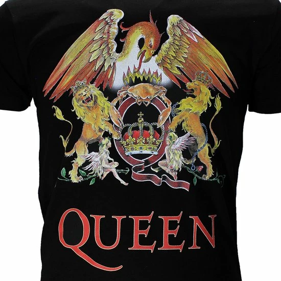 POPMERCH Queen Classic Crest Logo Band T-Shirt Zwart - Officiële Merchandise 2 POPMERCH Queen Classic Crest Logo Band T-Shirt Zwart - Officiële Merchandise - Afbeelding 2