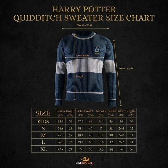 Cinereplicas Harry Potter - Ravenclaw / Ravenklauw Quidditch Sweater / Zwerkbal Trui / Trui-S 6 Cinereplicas Harry Potter - Ravenclaw / Ravenklauw Quidditch Sweater / Zwerkbal Trui / Trui-S - Afbeelding 6