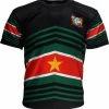 POPMERCH Suriname Vlag Techno Style Voetbal Sport T-Shirt - Origineel Design