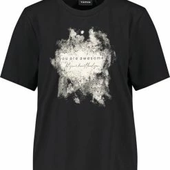 TAIFUN Dames T-shirt Met Print Op De Voorkant Black Gemustert-46 -Dameskleding Verkoop 550x607 4