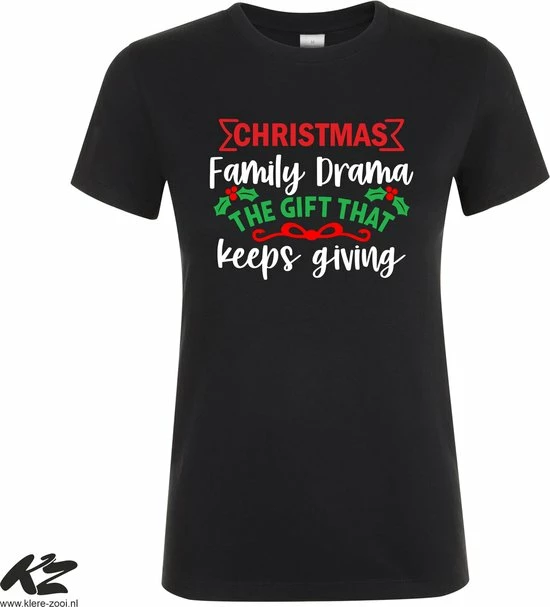 Merkloos Klere-Zooi - Christmas Family Drama - Dames T-Shirt - L 1 Merkloos Klere-Zooi - Christmas Family Drama - Dames T-Shirt - L