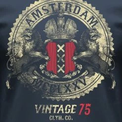 Fox Originals Vintage Rock T-shirt Amsterdam Heren & Dames Katoen Blue Dusk Blauw Maat S -Dameskleding Verkoop 550x659 1