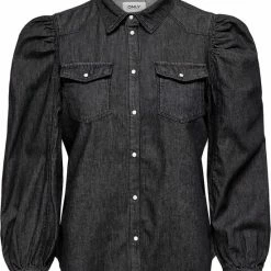 Only Blouse Onlmallory Life Ls Dnm Shirt Qyt 15245681 Washed Black Dames Maat - L
