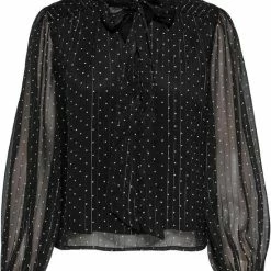 Jacqueline De Yong Blouse Jdycody L/s Bow Top Wvn 15275002 Black/tapiocat D Dames Maat - XS