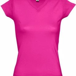 Sols Dames T-shirt V-hals Fuchsia 42 (XL)