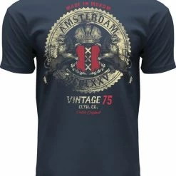 Fox Originals Vintage Rock T-shirt Amsterdam Heren & Dames Katoen Blue Dusk Blauw Maat S