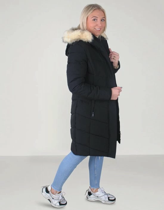 Paragoose - Lange Dames Winterjas - Model Julie - Teddy Gevoerde Capuchon - Zwart 4 Paragoose - Lange Dames Winterjas - Model Julie - Teddy Gevoerde Capuchon - Zwart - Afbeelding 4