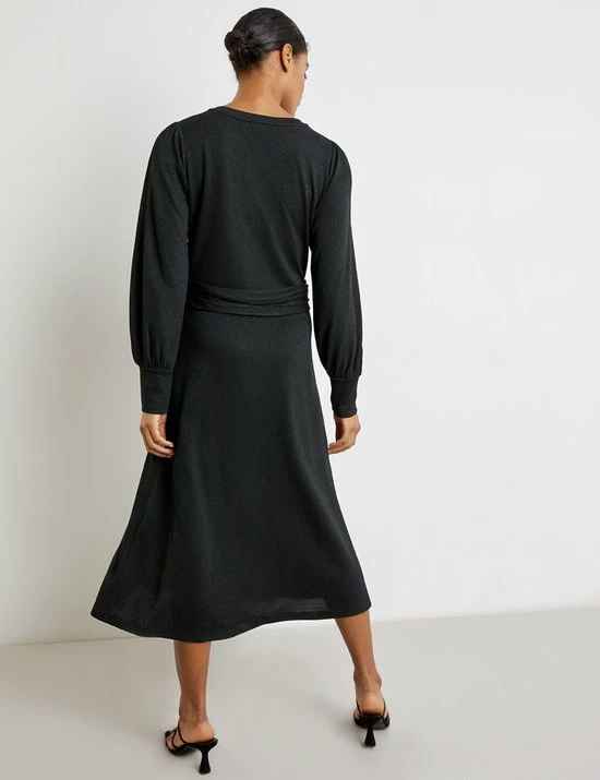 TAIFUN Dames Midi-jurk Met Glittereffect Schwarz-38 3 TAIFUN Dames Midi-jurk Met Glittereffect Schwarz-38 - Afbeelding 3