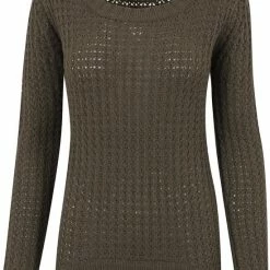 Urban Classics Dames Trui Ladies Long Wideneck Sweater Olive