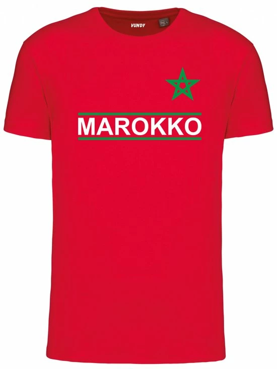 Vundy T-shirt Marokko | Rood Marokko Shirt | WK 2022 Voetbal | Marokko Supporter | Rood | Maat L 1 Vundy T-shirt Marokko | Rood Marokko Shirt | WK 2022 Voetbal | Marokko Supporter | Rood | Maat L