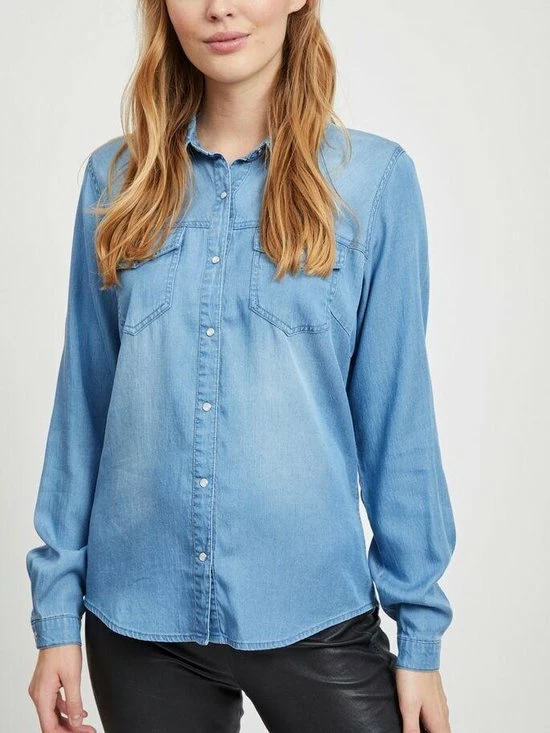 VILA VIBISTA DENIM SHIRT/SU-NOOS Dames Blouse - Maat L 14 VILA VIBISTA DENIM SHIRT/SU-NOOS Dames Blouse - Maat L - Afbeelding 14