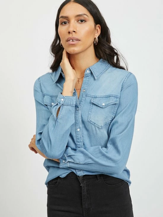 VILA VIBISTA DENIM SHIRT/SU-NOOS Dames Blouse - Maat L 17 VILA VIBISTA DENIM SHIRT/SU-NOOS Dames Blouse - Maat L - Afbeelding 17