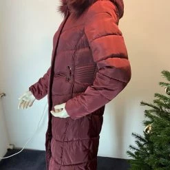 Merkloos Bordeaux Lange Winterjas -Dameskleding Verkoop 550x733 347