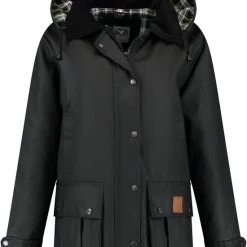 MGO Leisure Wear MGO Waxjas Leeds Dames - 100% Gewaxt Katoen - Winddicht En Waterdicht - Zwart - Maat XL