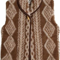 Alwero Dames Gilet "Gerda Aran 100% Wol " Bruin - Maat M