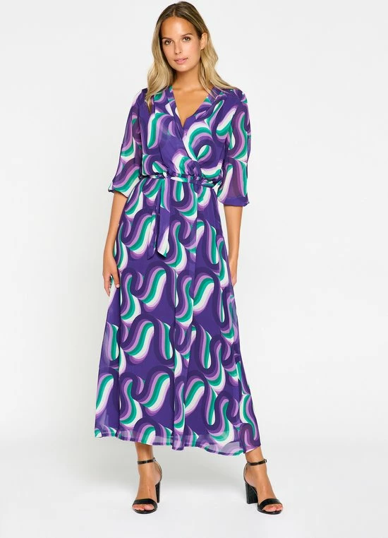 LOLALIZA Wikkeljurk Met Retroprint - Paars - Maat 38 6 LOLALIZA Wikkeljurk Met Retroprint - Paars - Maat 38 - Afbeelding 6