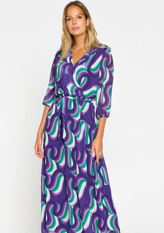 LOLALIZA Wikkeljurk Met Retroprint - Paars - Maat 38 1 LOLALIZA Wikkeljurk Met Retroprint - Paars - Maat 38