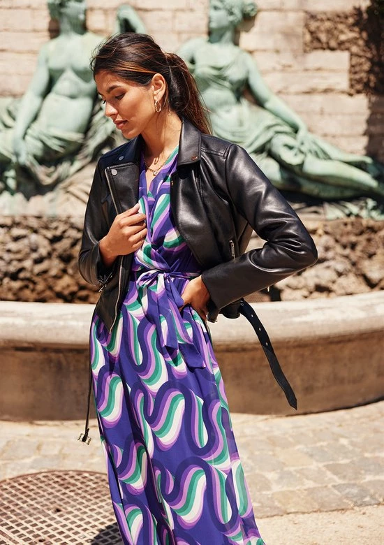 LOLALIZA Wikkeljurk Met Retroprint - Paars - Maat 38 8 LOLALIZA Wikkeljurk Met Retroprint - Paars - Maat 38 - Afbeelding 8