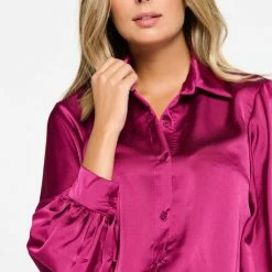 LOLALIZA Satijnen Hemd Met Pofmouwen - Paars - Maat 44 10 LOLALIZA Satijnen Hemd Met Pofmouwen - Paars - Maat 44 -Dameskleding Verkoop 550x780 14