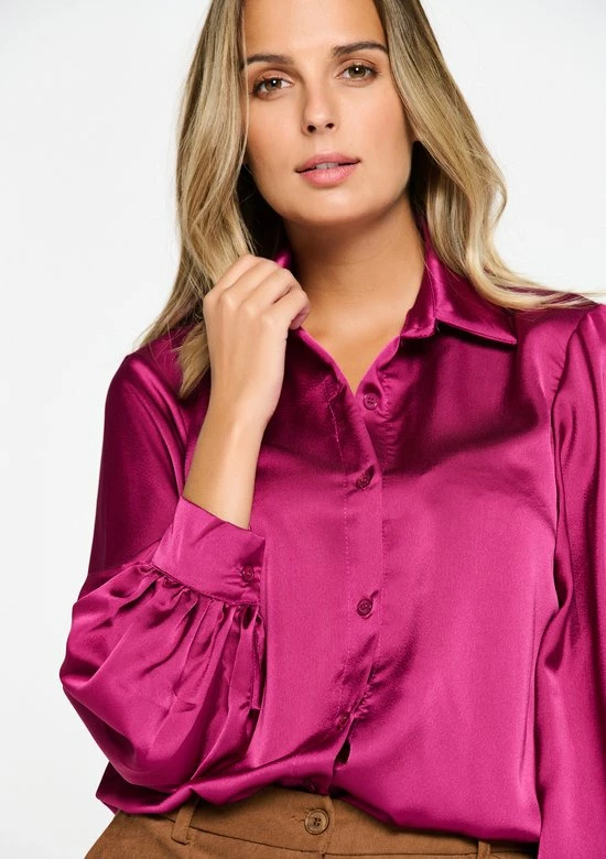 LOLALIZA Satijnen Hemd Met Pofmouwen - Paars - Maat 44 4 LOLALIZA Satijnen Hemd Met Pofmouwen - Paars - Maat 44 - Afbeelding 4