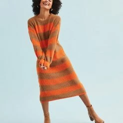 LOLALIZA Gebreide Jurk Met Colorblock - Camel - Maat XL -Dameskleding Verkoop 550x780 23