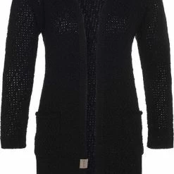 Knit Factory Luna Gebreid Dames Vest - Zwart - 40/42 - Met Steekzakken